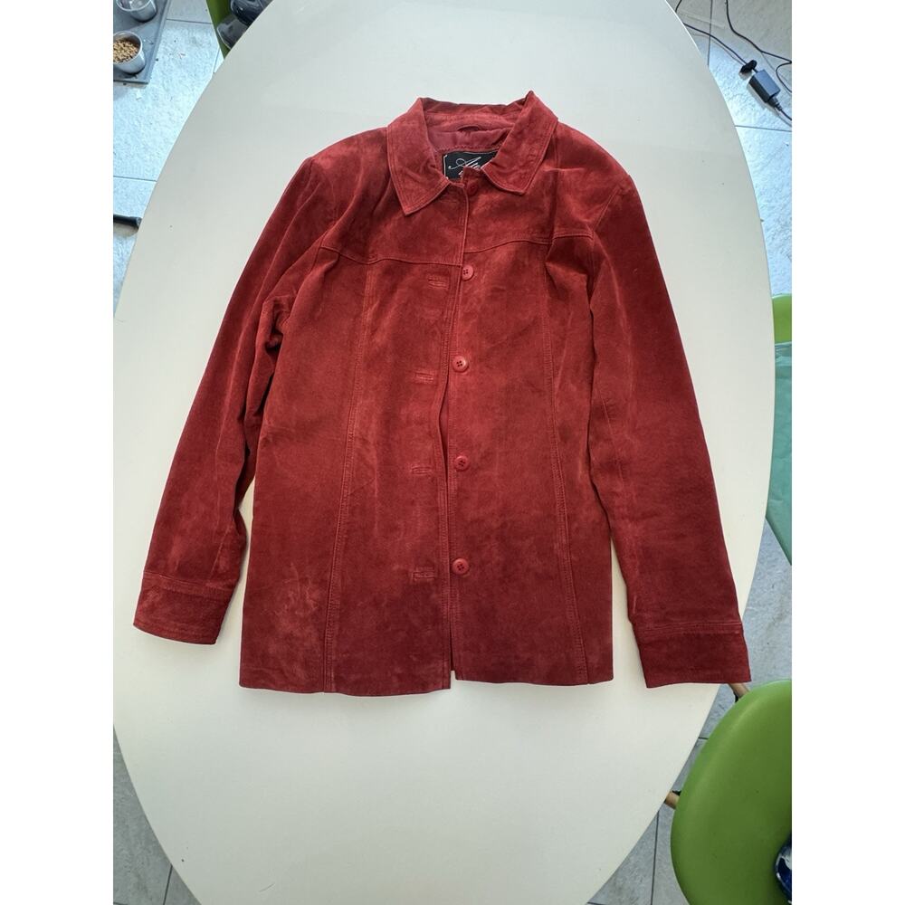 VTG Atelier B Thomas Women's Button Suede Jacket red 100% Leather Large